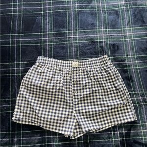 Happily Grey Navy Blue and White Gingham boxer style Shorts. Size L